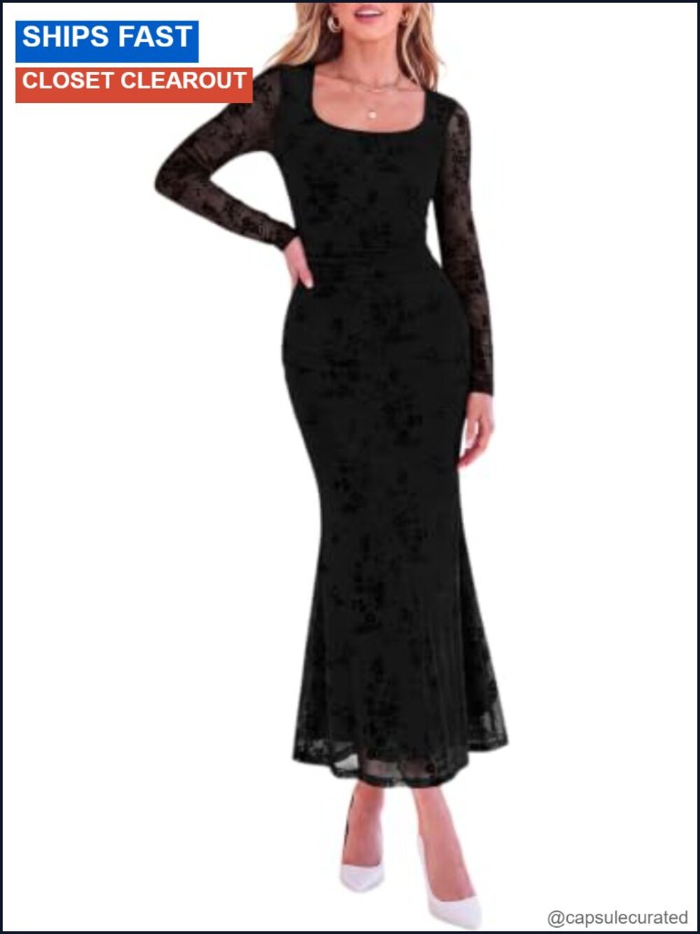 PRETTYGARDEN Women's Long Sleeve Floral Maxi Bodycon Dress
